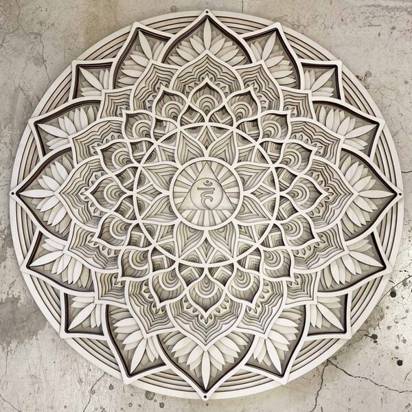 Pictură murală 3D mare din lemn I Mandala comunicării