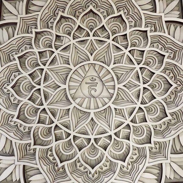 Pictură murală 3D mare din lemn I Mandala comunicării