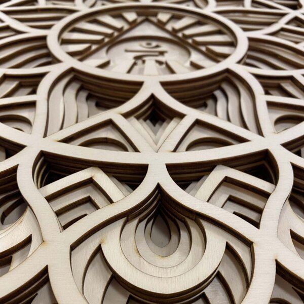 Pictură murală 3D mare din lemn I Mandala comunicării