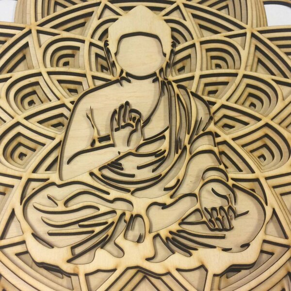 Pictură pe lemn cu mai multe straturi | Buddha într-o mandală