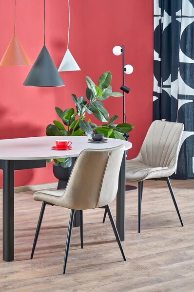 Scaun de sufragerie tapitat K589, bej - Bluvel 40, stofa catifelata/ot
