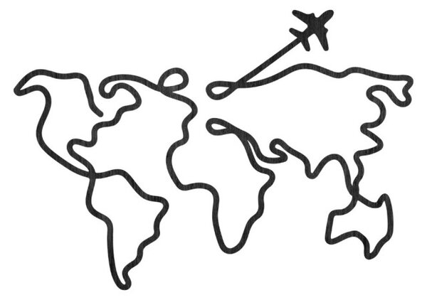 Hartă a lumii din lemn, de design, pentru perete | WorldLines