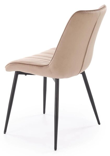 Scaun de sufragerie tapitat K589, bej - Bluvel 40, stofa catifelata/ot