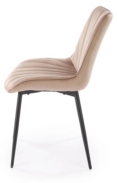 Scaun de sufragerie tapitat K589, bej - Bluvel 40, stofa catifelata/ot