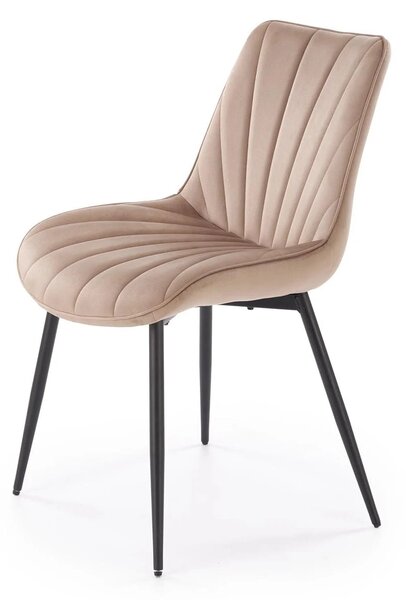Scaun de sufragerie tapitat K589, bej - Bluvel 40, stofa catifelata/ot