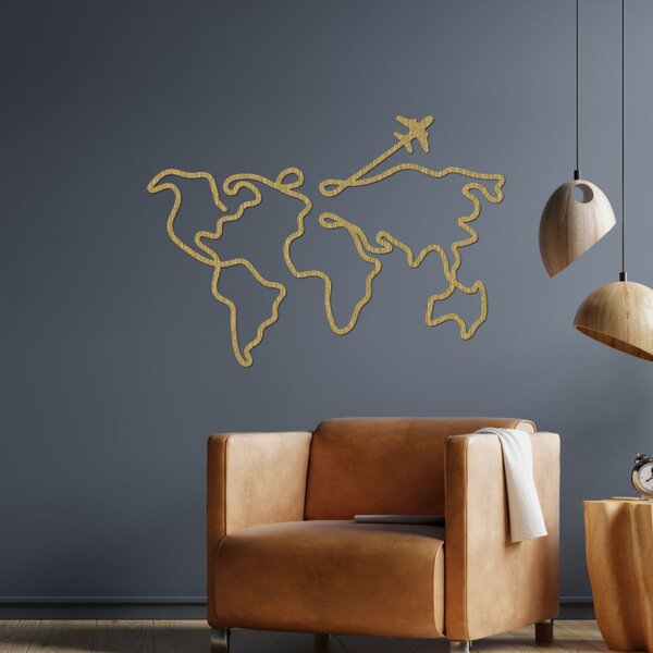 Hartă a lumii din lemn, de design, pentru perete | WorldLines