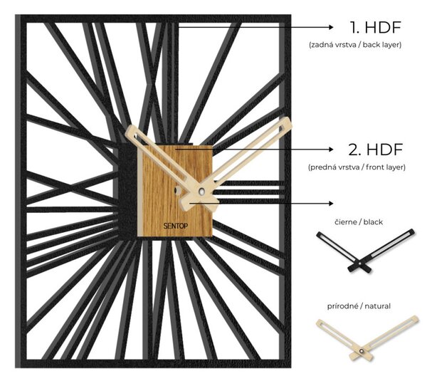 Ceas de perete din lemn - Sentop | HDFK038 | Stejar