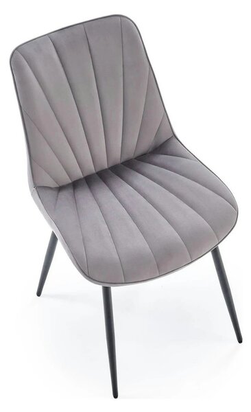 Scaun K589, gri - Bluvel 14, stofa catifelata/otel, 50x63x87 cm