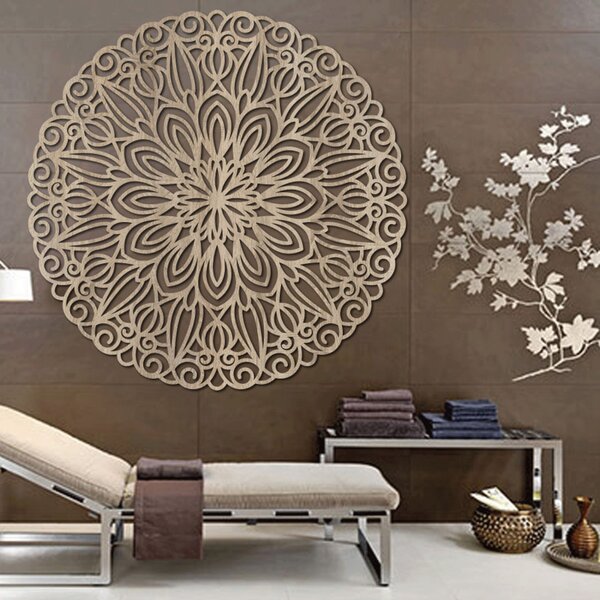 Mandala sculptată din lemn pentru perete, floarea timpului - ORIN
