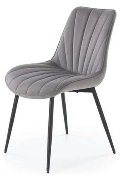 Scaun K589, gri - Bluvel 14, stofa catifelata/otel, 50x63x87 cm