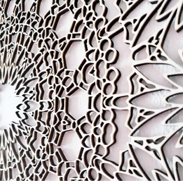 Mandala luxoasă din lemn pe perete, decorațiune interioară 3D | HELA
