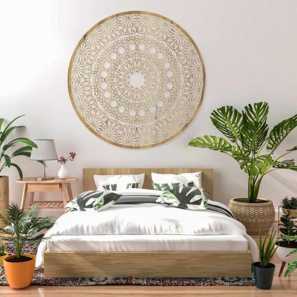 Mandala luxoasă din lemn pe perete, decorațiune interioară 3D | HELA