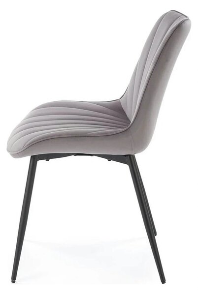 Scaun K589, gri - Bluvel 14, stofa catifelata/otel, 50x63x87 cm