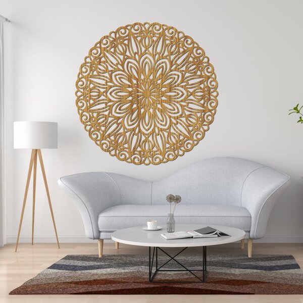 Mandala sculptată din lemn pentru perete, floarea timpului - ORIN