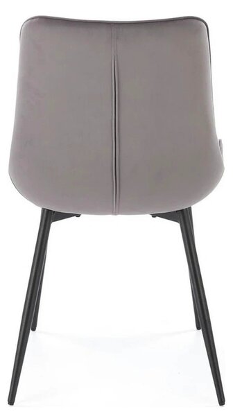 Scaun K589, gri - Bluvel 14, stofa catifelata/otel, 50x63x87 cm