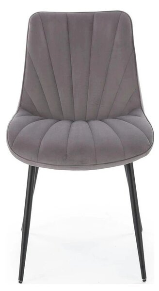 Scaun K589, gri - Bluvel 14, stofa catifelata/otel, 50x63x87 cm