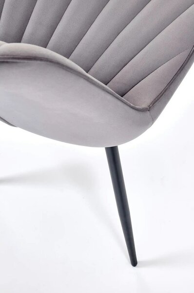 Scaun K589, gri - Bluvel 14, stofa catifelata/otel, 50x63x87 cm