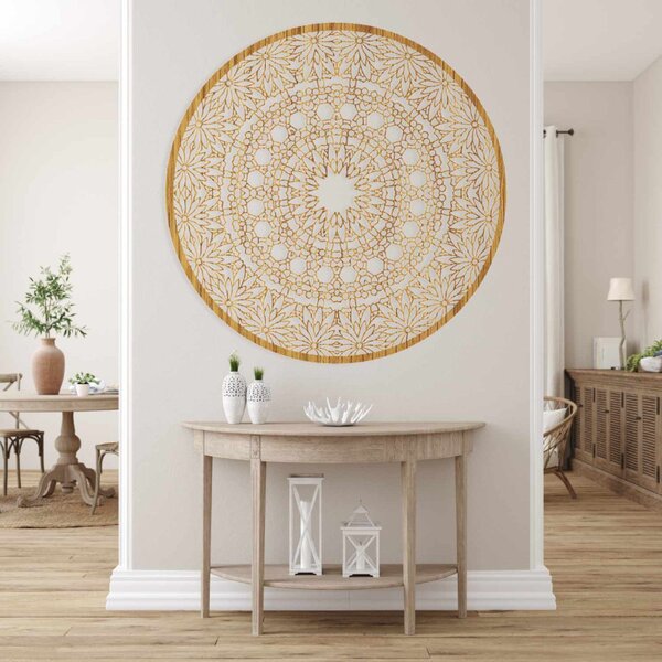Mandala luxoasă din lemn pe perete, decorațiune interioară 3D | HELA