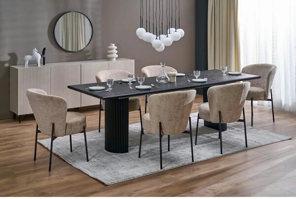 Scaun K590, bej - Cremona 14, stofa catifelata/otel, 55x66x80 cm