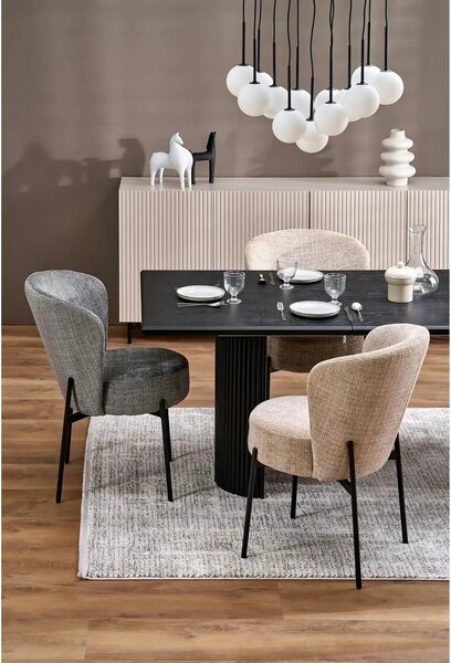 Scaun K590, bej - Cremona 14, stofa catifelata/otel, 55x66x80 cm