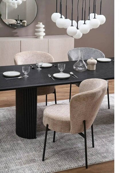 Scaun K590, bej - Cremona 14, stofa catifelata/otel, 55x66x80 cm