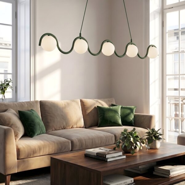 Candelabru suspendat pe cablu SINUS 5xG9/8W/230V verde
