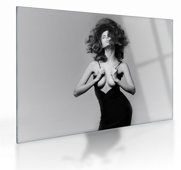 Tablou pe sticlă - Femeia în negru (70x50 cm)