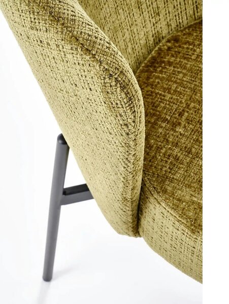 Scaun K590, verde olive - Cremona 38, stofa catifelata/otel, 55x66x80