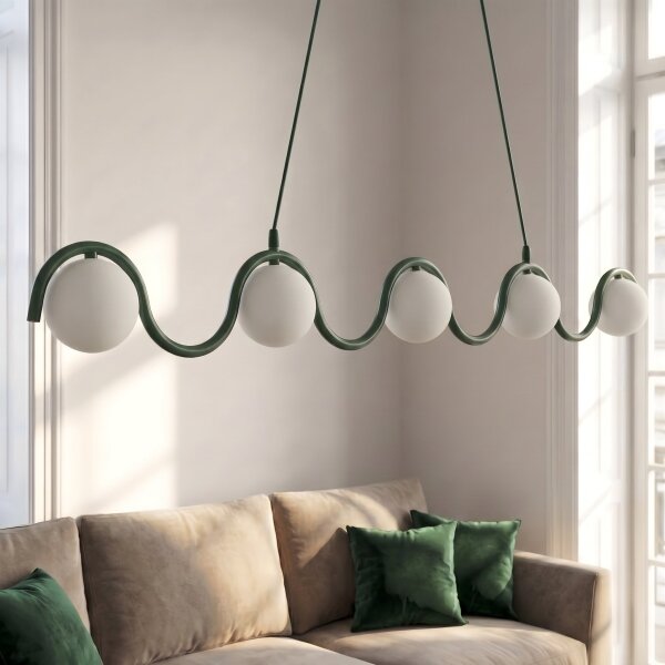 Candelabru suspendat pe cablu SINUS 5xG9/8W/230V verde