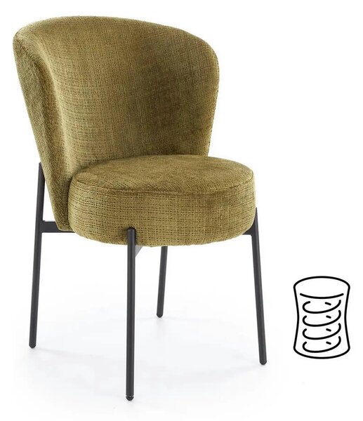 Scaun K590, verde olive - Cremona 38, stofa catifelata/otel, 55x66x80