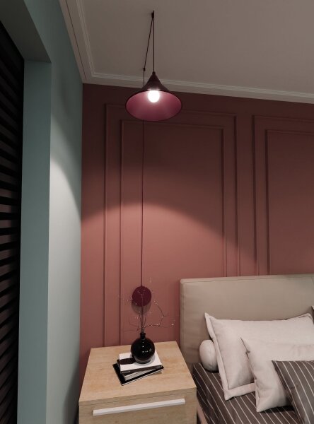 Lustră pe cablu ABRAMO 1xE27/15W/230V roșie