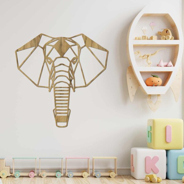 Decorațiune murală din lemn cu cap de elefant | LOXOD