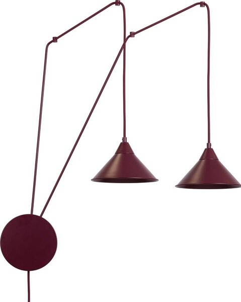 Lustră pe cablu ABRAMO 2xE27/15W/230V roșie