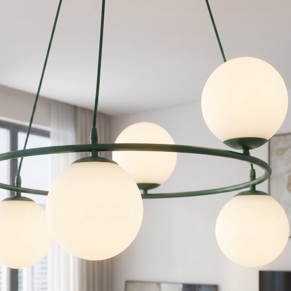 Lustră pe cablu AZURA 6xE14/10W/230V verde/albă