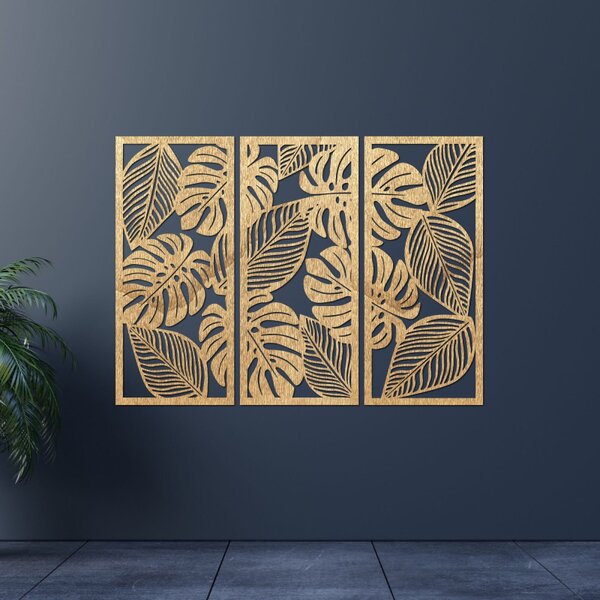 Pictură monstera din trei piese pentru iubitorii de natură | PORFOLT