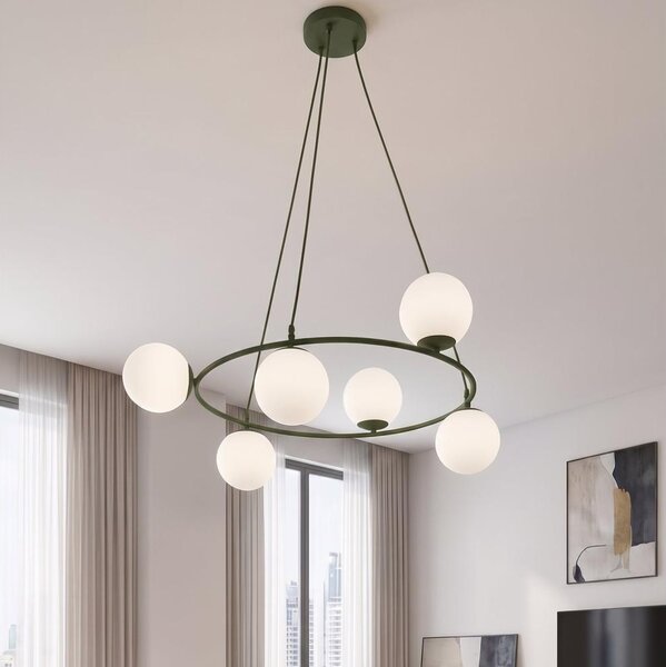 Lustră pe cablu AZURA 6xE14/10W/230V verde/albă