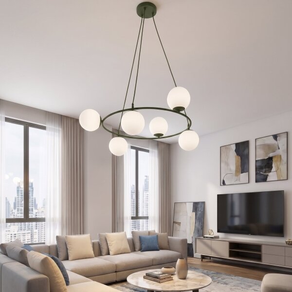 Lustră pe cablu AZURA 6xE14/10W/230V verde/albă