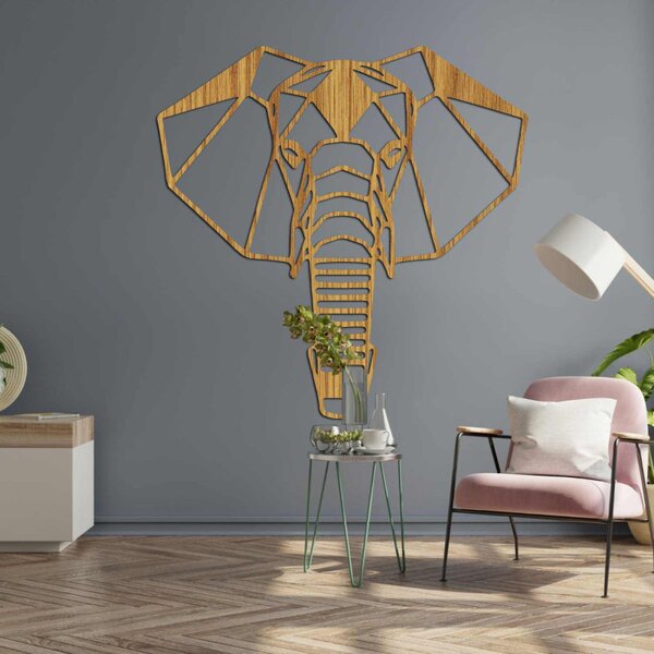 Decorațiune murală din lemn cu cap de elefant | LOXOD
