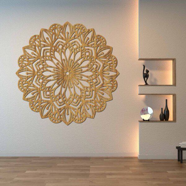 Decorațiune murală cu mandală din lemn | PETALUM