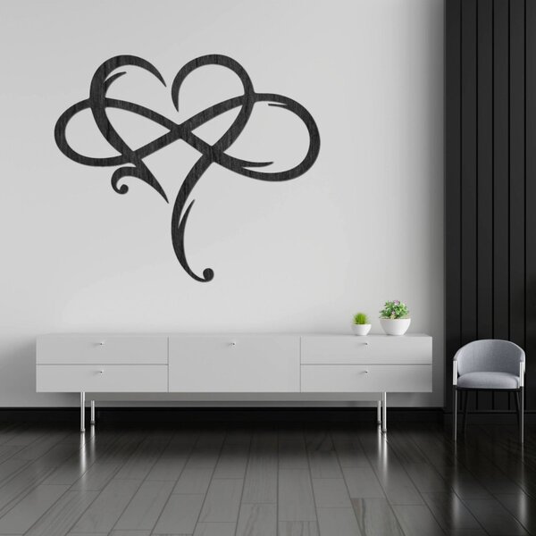 Pictură murală din lemn cu motiv de inimă | LOVE