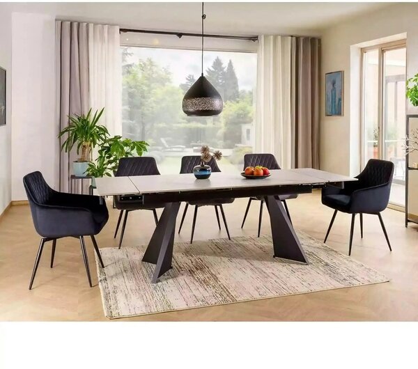 Scaun MARLO, negru - Bluvel 19, stofa catifelata/metal, 55x58x88 cm