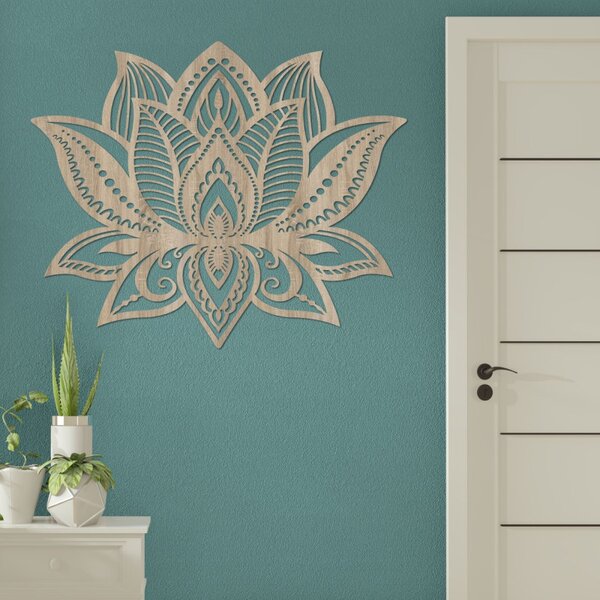 Pictură murală din lemn cu floare de lotus | LOTONIS
