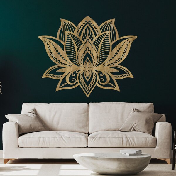 Pictură murală din lemn cu floare de lotus | LOTONIS
