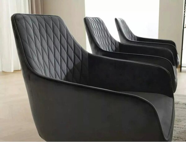 Scaun MARLO, negru - Bluvel 19, stofa catifelata/metal, 55x58x88 cm