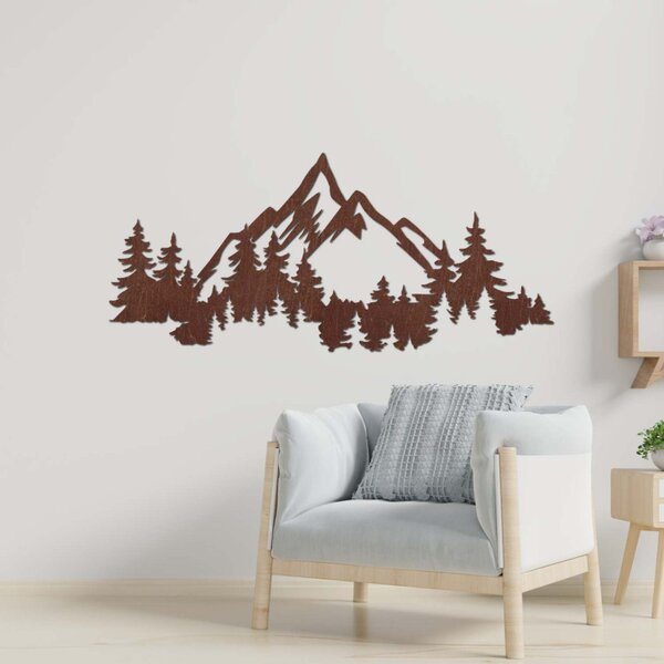 Decorațiune murală modernă din lemn cu munți și păduri | CEADER