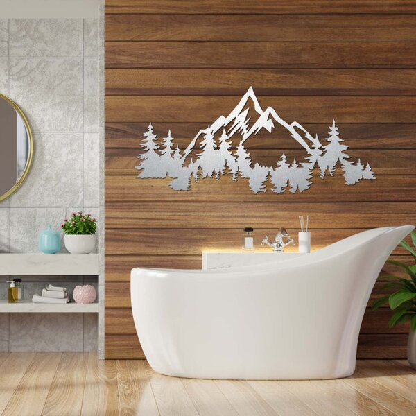Decorațiune murală modernă din lemn cu munți și păduri | CEADER