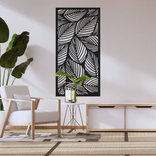 Decorațiune murală din lemn cu frunze – pictură tropicală pe panou | LUFUS