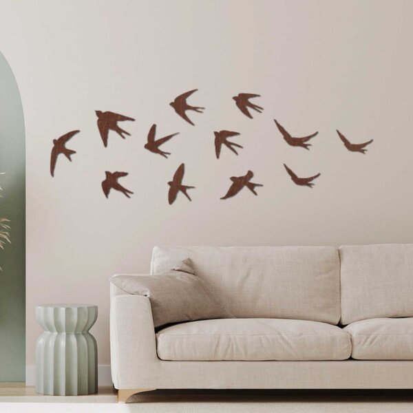 Decorațiuni murale din lemn cu păsări zburătoare | FLOCK