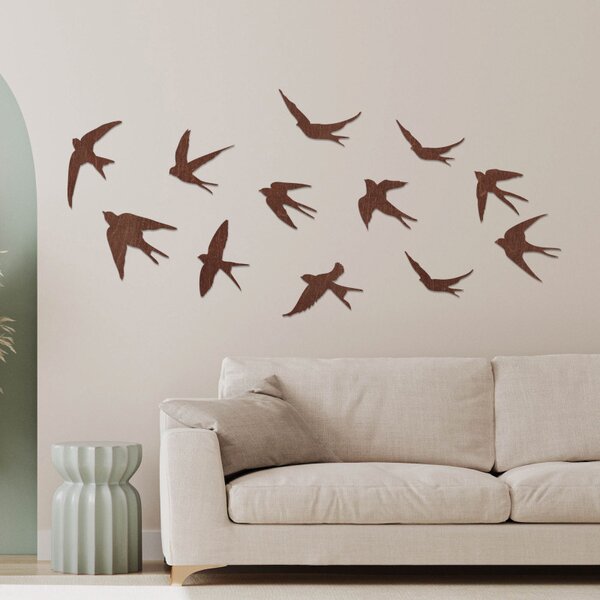 Decorațiuni murale din lemn cu păsări zburătoare | FLOCK