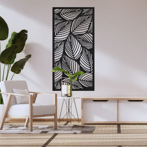 Decorațiune murală din lemn cu frunze – pictură tropicală pe panou | LUFUS